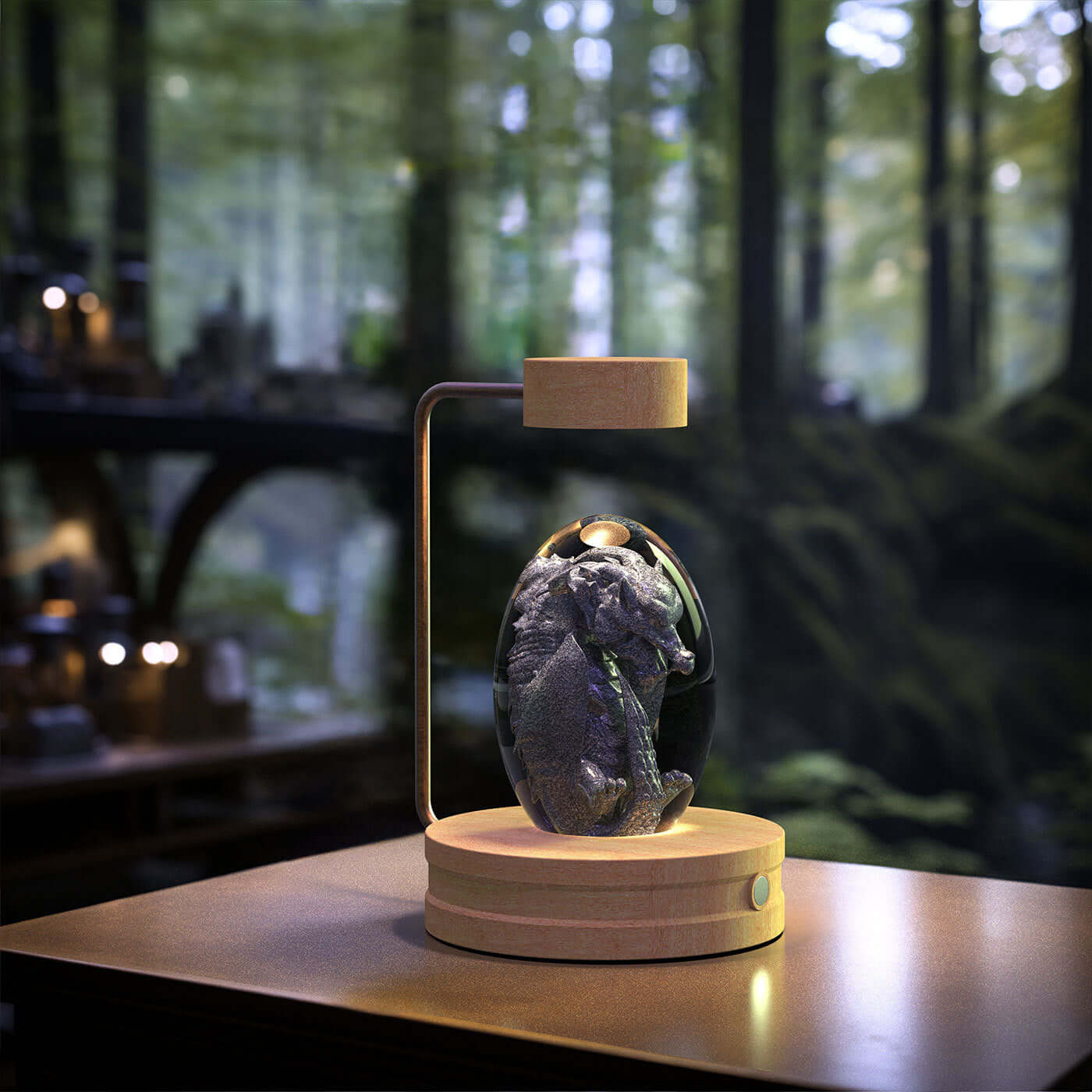 Warm Light Crystal Ball Cosmic Dinosaur Night Lamp, USB Powered, Ideal for Bedroom