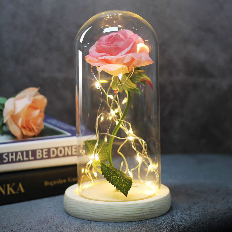Enchanted Forever Rose Flower in Glass with LED Light