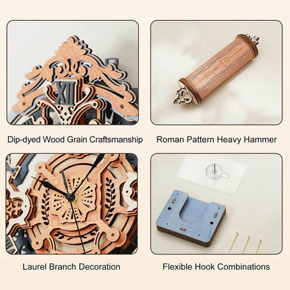 Robotime ROKR 3D Wooden Puzzle Wall Clock for Kids