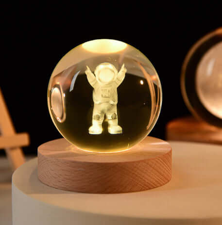 Luminous Galaxy Crystal Ball  3D Laser Carved Decor
