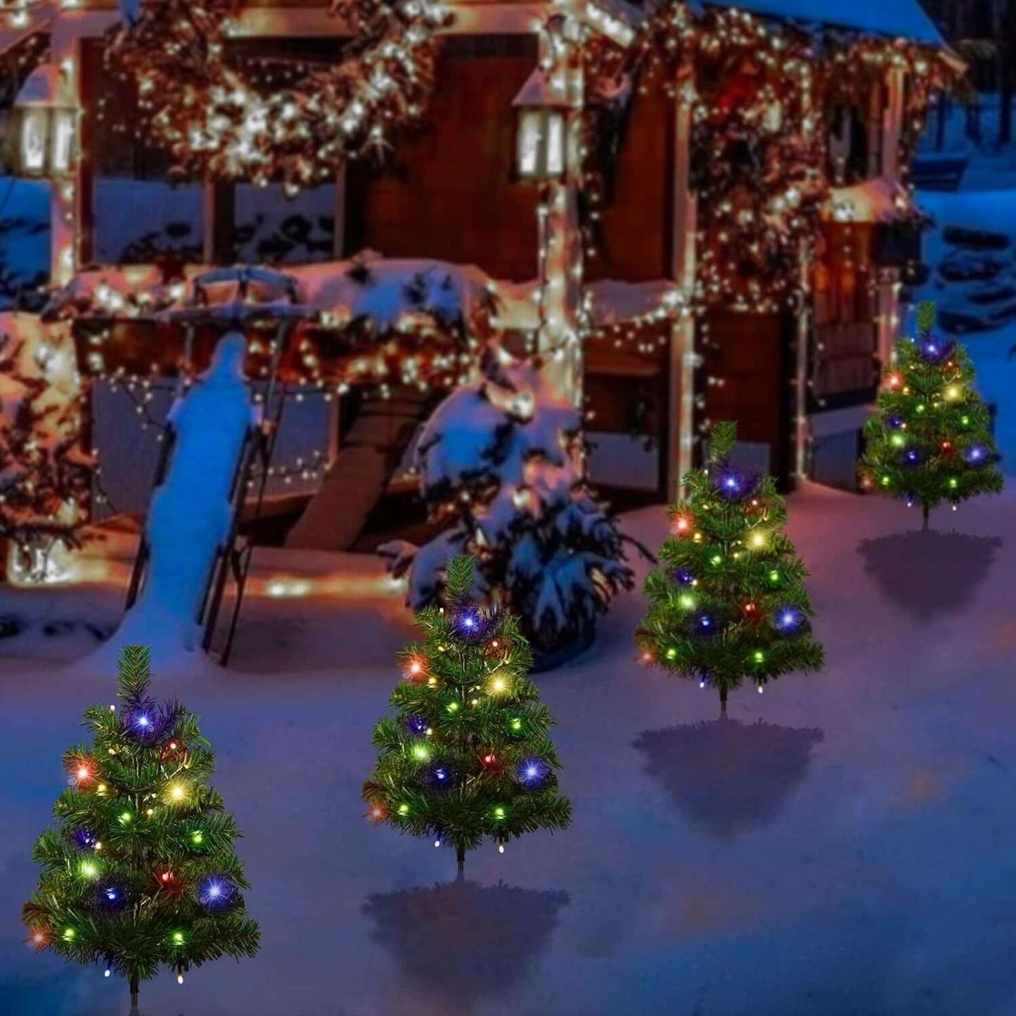 Waterproof solar Christmas lights for backyard