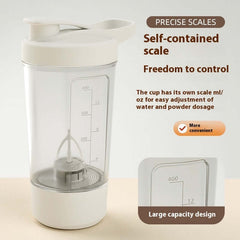 400ML electric protein shaker bottle with precise scale for easy mixing and dosage adjustment.