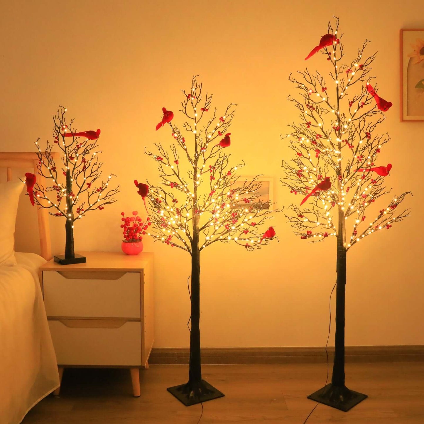 Luminous Red Bird Winding Tree Lamp Holiday Decor