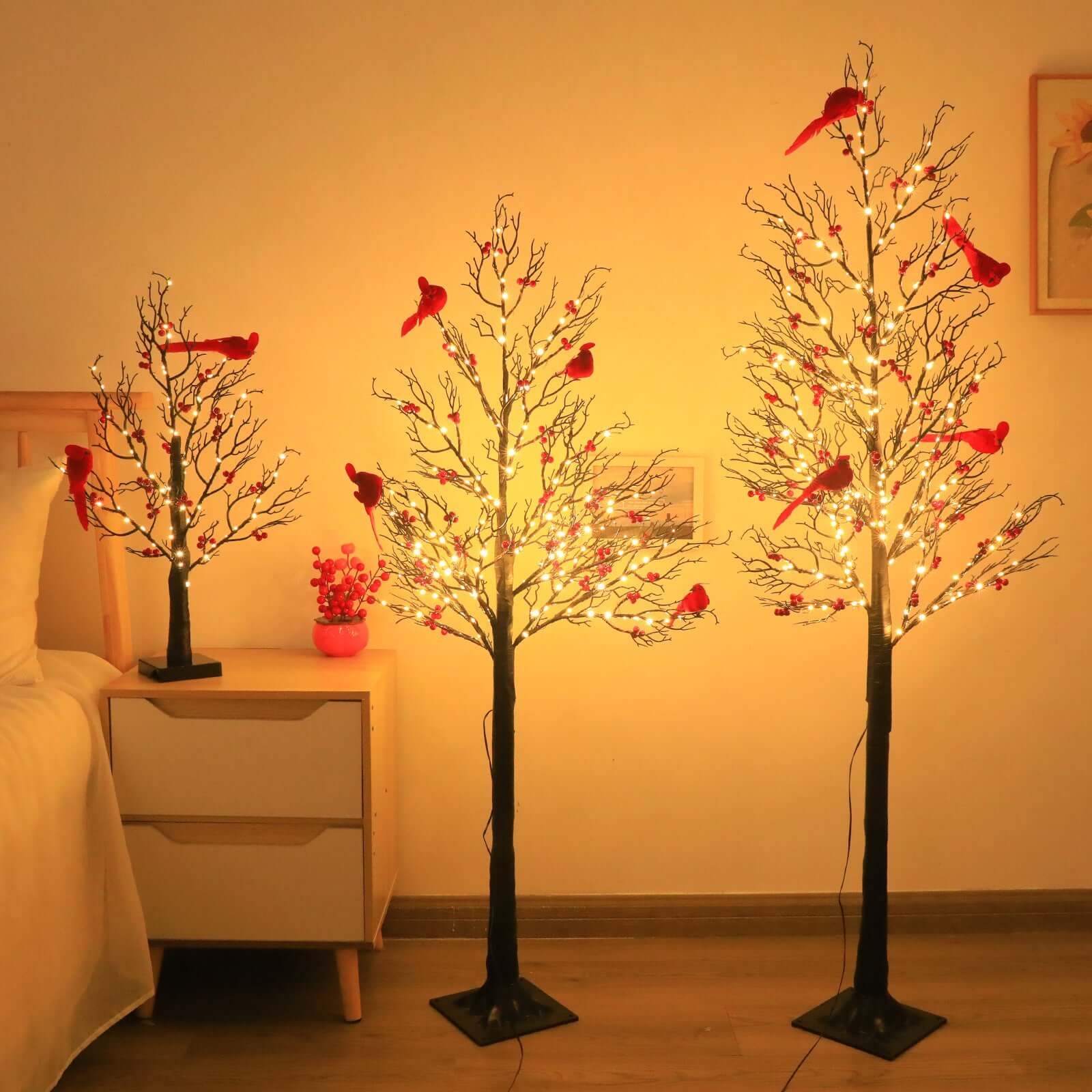 Luminous Red Bird Winding Tree Lamp Holiday Decor