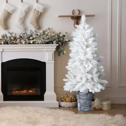 4 FT White Artificial Christmas Tree With Pot Stand