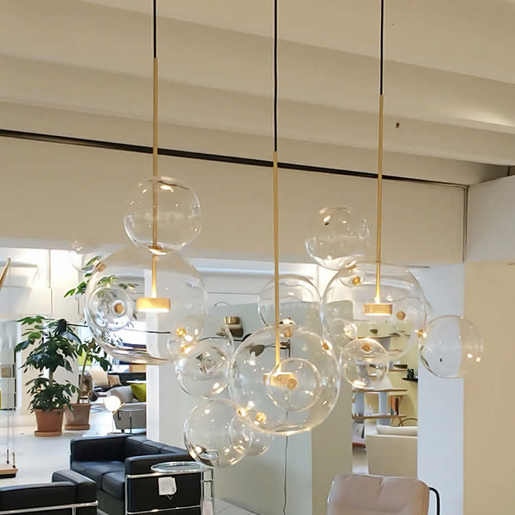 The Soap Bubble Mickey Chandelier adds a playful yet elegant LED glow to any living room, bedroom, or dining area with its artistic glass design.