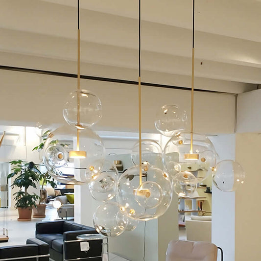 The Soap Bubble Mickey Chandelier adds a playful yet elegant LED glow to any living room, bedroom, or dining area with its artistic glass design.