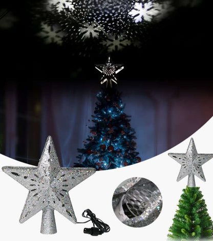 Christmas Tree Top Light Star Snowflake Shape LED Laser 
