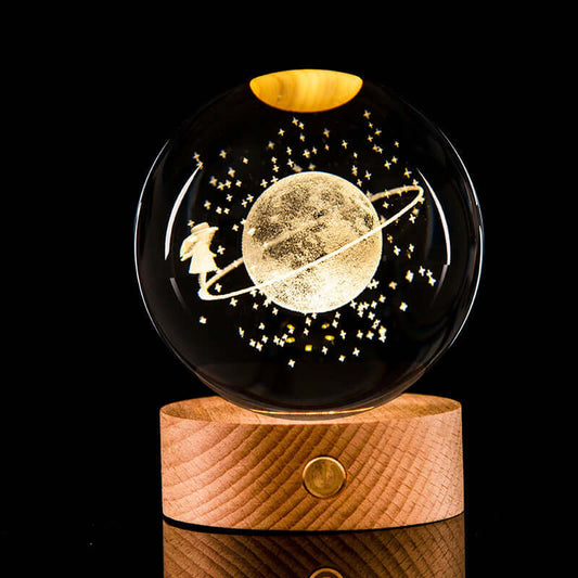 Luminous Galaxy Crystal Ball  3D Laser Carved Decor