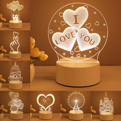 3D Acrylic LED Night Lamp – Neon Sign for Room Decor