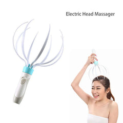 Electric head massager featuring eight flexible claws for relaxation and scalp stimulation.