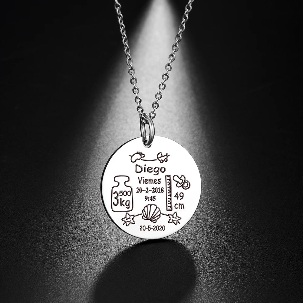 Personalized Necklace Custom Baby Name Child Kid Birth Gift For Women New Born Mother Father Day Mom Dad Stainless Steel Jewelry