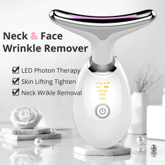 EMS neck and face wrinkle remover with LED therapy for skin lifting and tightening. Ideal for neck wrinkle removal.