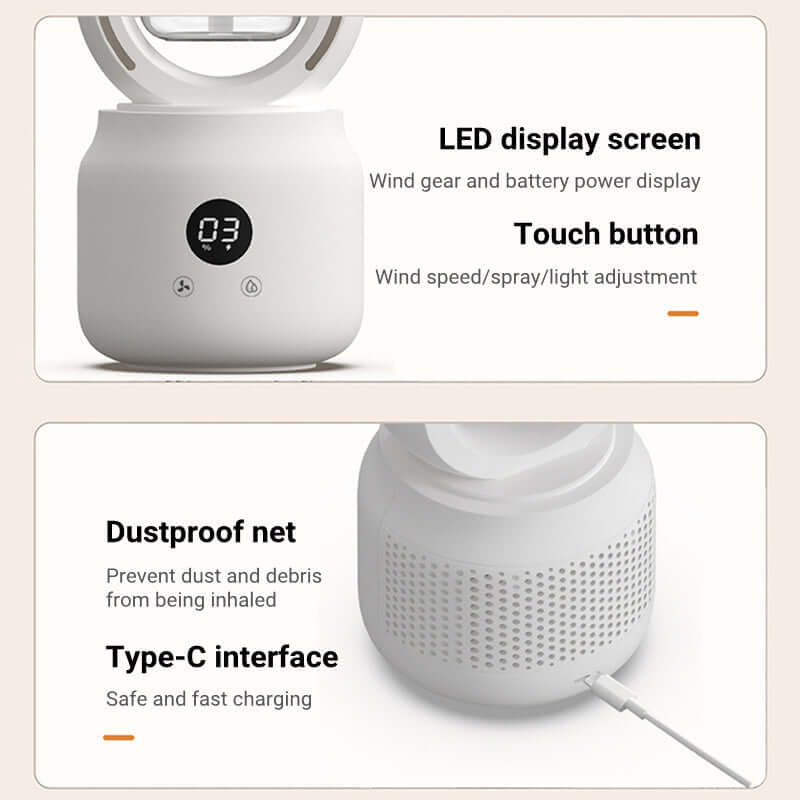 Summer Mist Electric Fan – USB Portable & Bladeless