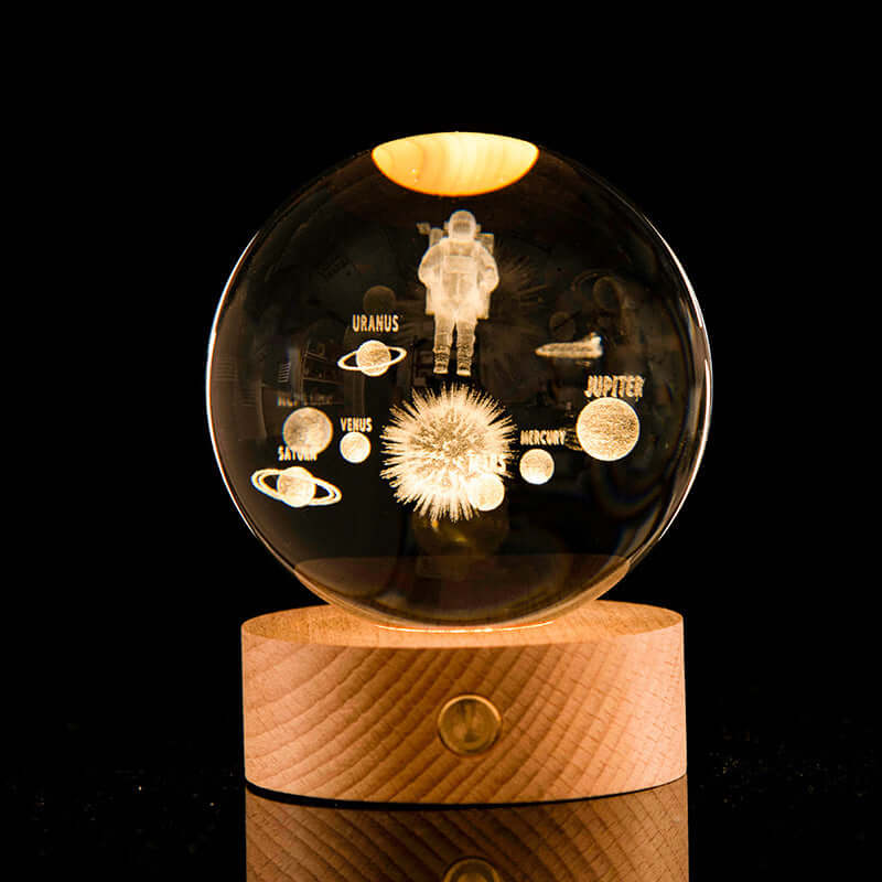 Luminous Galaxy Crystal Ball  3D Laser Carved Decor