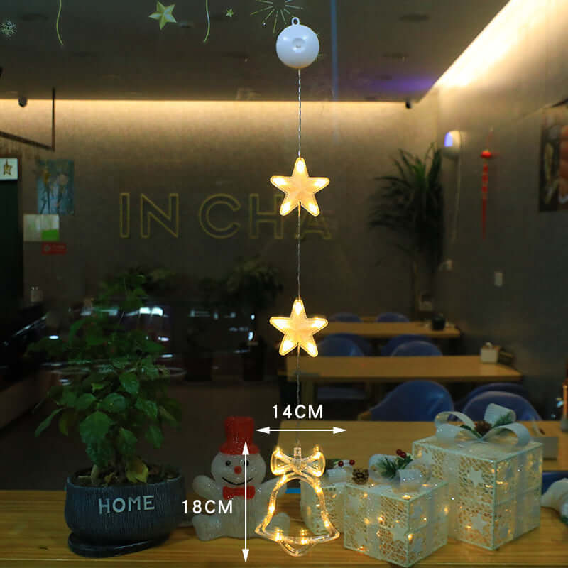 Christmas 3pcs LED Light Star Tree Hanging Sucker Lamp Wind
