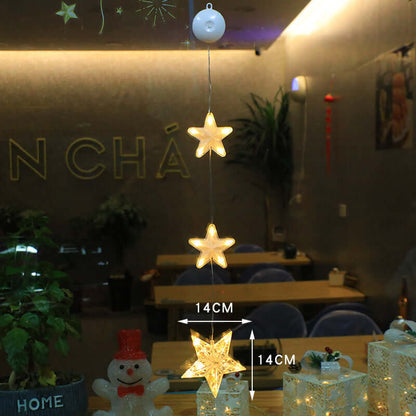 Christmas 3pcs LED Light Star Tree Hanging Sucker Lamp Wind