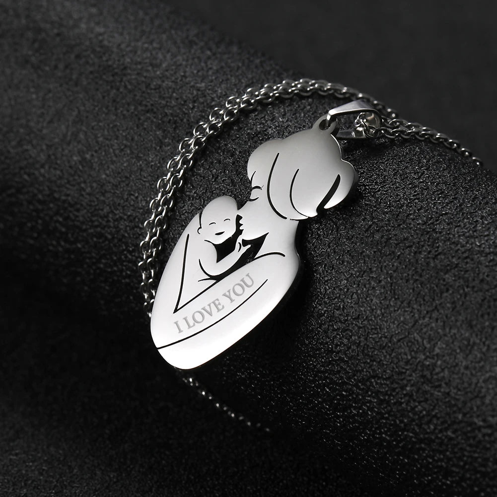 Fishhook Personalized Baby Birth Necklace Custom Name Mother Day Mom