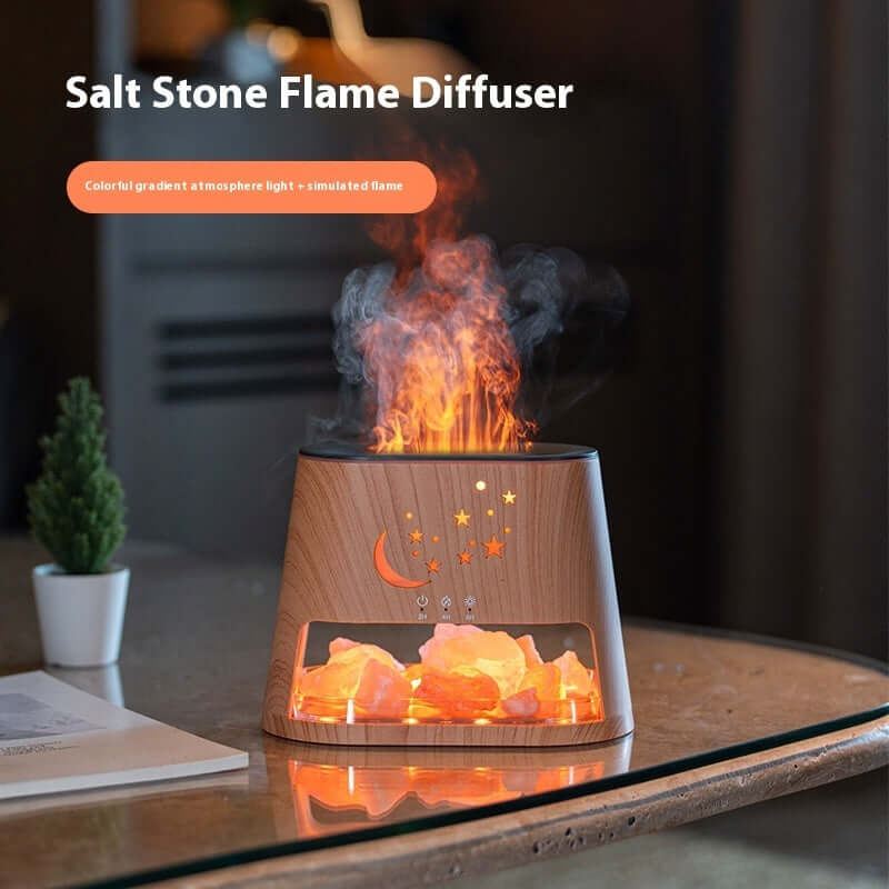 Salt Flame USB Ultrasonic Aroma Diffuser with Colorful Flame