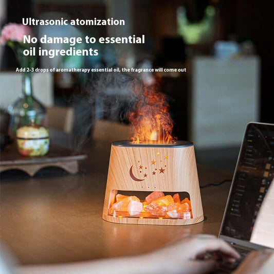 Salt Flame USB Ultrasonic Aroma Diffuser with Colorful Flame
