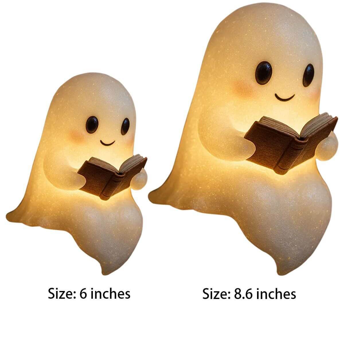 LED Ghost Night Light Children's featuring two adorable ghost designs reading books with soft glowing lights.
