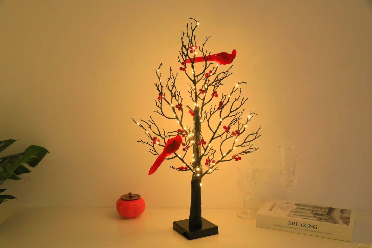 Luminous Red Bird Winding Tree Lamp Holiday Decor