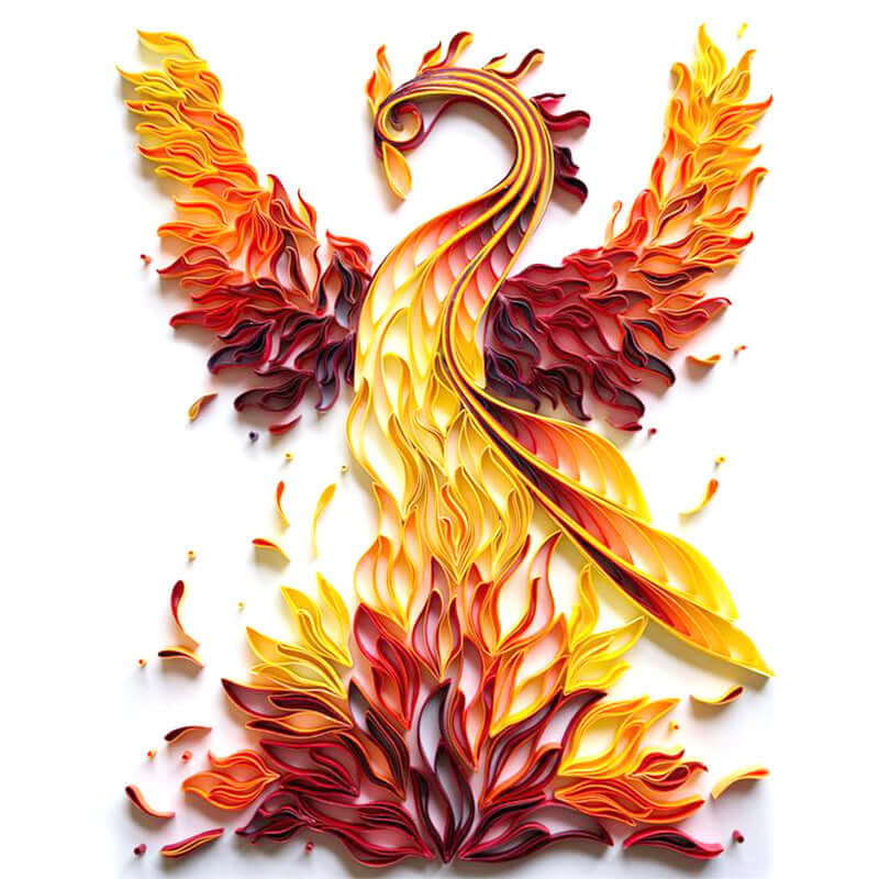 Colorful paper illustration of a phoenix, designed for home decoration and craft projects.