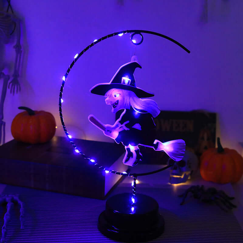 Led Halloween Wrought Iron Witch Modeling Lamp Atmosphere 