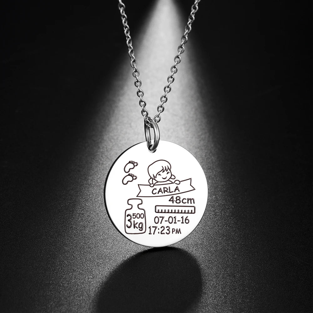 Personalized Necklace Custom Baby Name Child Kid Birth Gift For Women New Born Mother Father Day Mom Dad Stainless Steel Jewelry