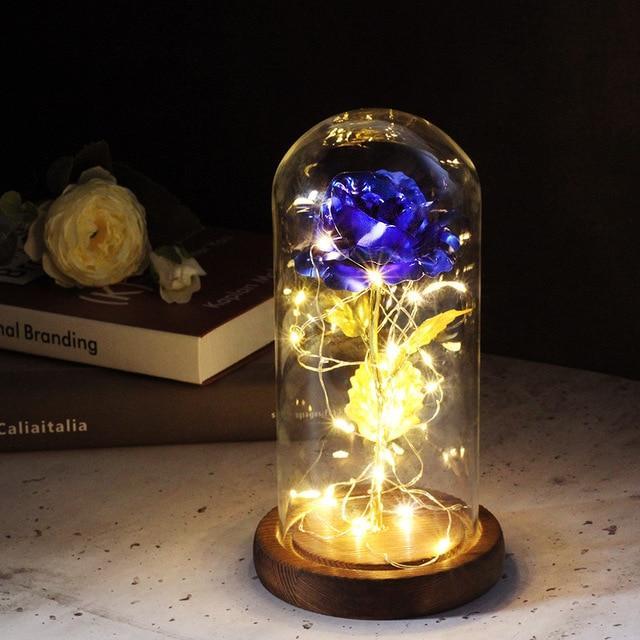 Enchanted Forever Rose Flower in Glass with LED Light