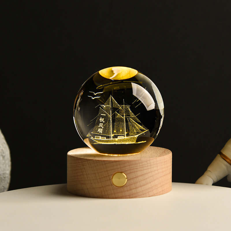 The Luminous Galaxy Crystal Ball features 3D laser-carved galaxies for a magical decor piece that glows—ideal for gifts, desks, or nightstands.
