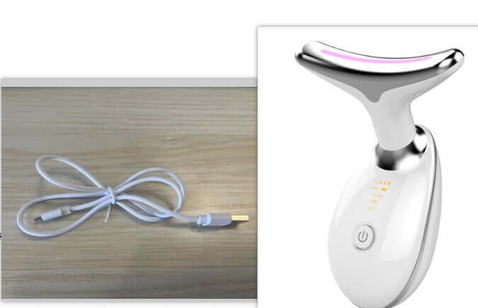 EMS Thermal Neck Lifting Massager with USB charging cable for skin tightening and wrinkle removal.