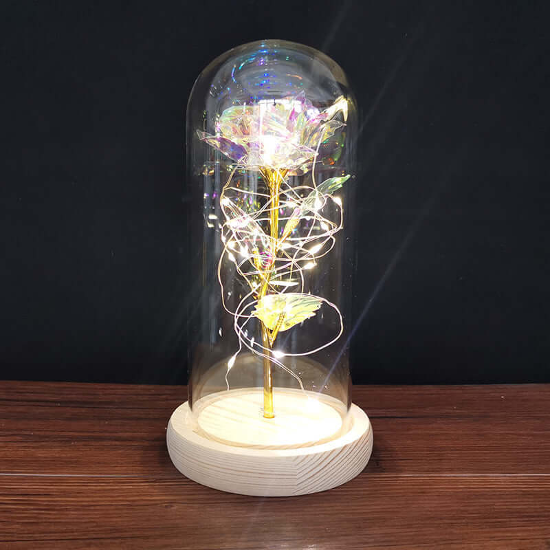  Christmas Decoration Rose Flower in Glass LED Light