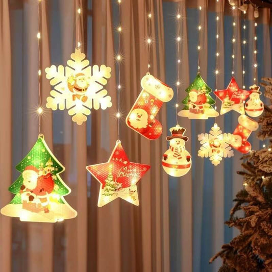 Painted Christmas Curtain Lights Layout Rubber-Covered