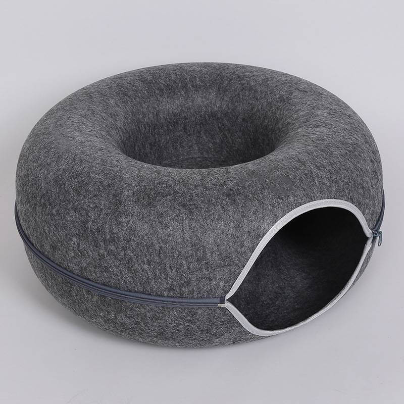 Donut Cat Tunnel Bed Pets House Natural Felt Pet Cat House