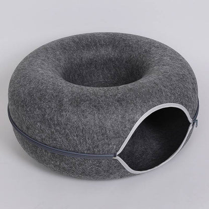 Donut Cat Tunnel Bed Pets House Natural Felt Pet Cat House