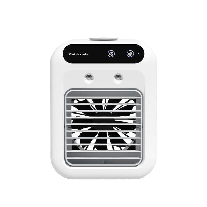 This portable air conditioner cools your space with water fan technology. Ideal for home, office, or car. Lightweight and energy-efficient.