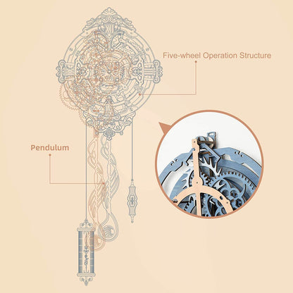 Robotime ROKR 3D Wooden Puzzle Wall Clock for Kids