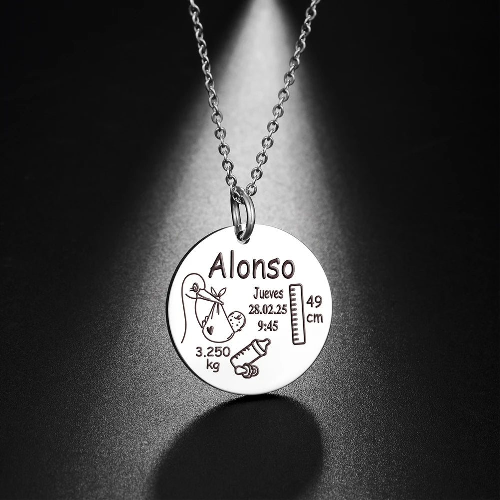 Personalized Necklace Custom Baby Name Child Kid Birth Gift For Women New Born Mother Father Day Mom Dad Stainless Steel Jewelry