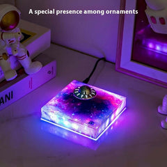 Levitating UFO color galaxy lamp illuminating a cosmic design, enhancing home decor with vibrant ambient lights.