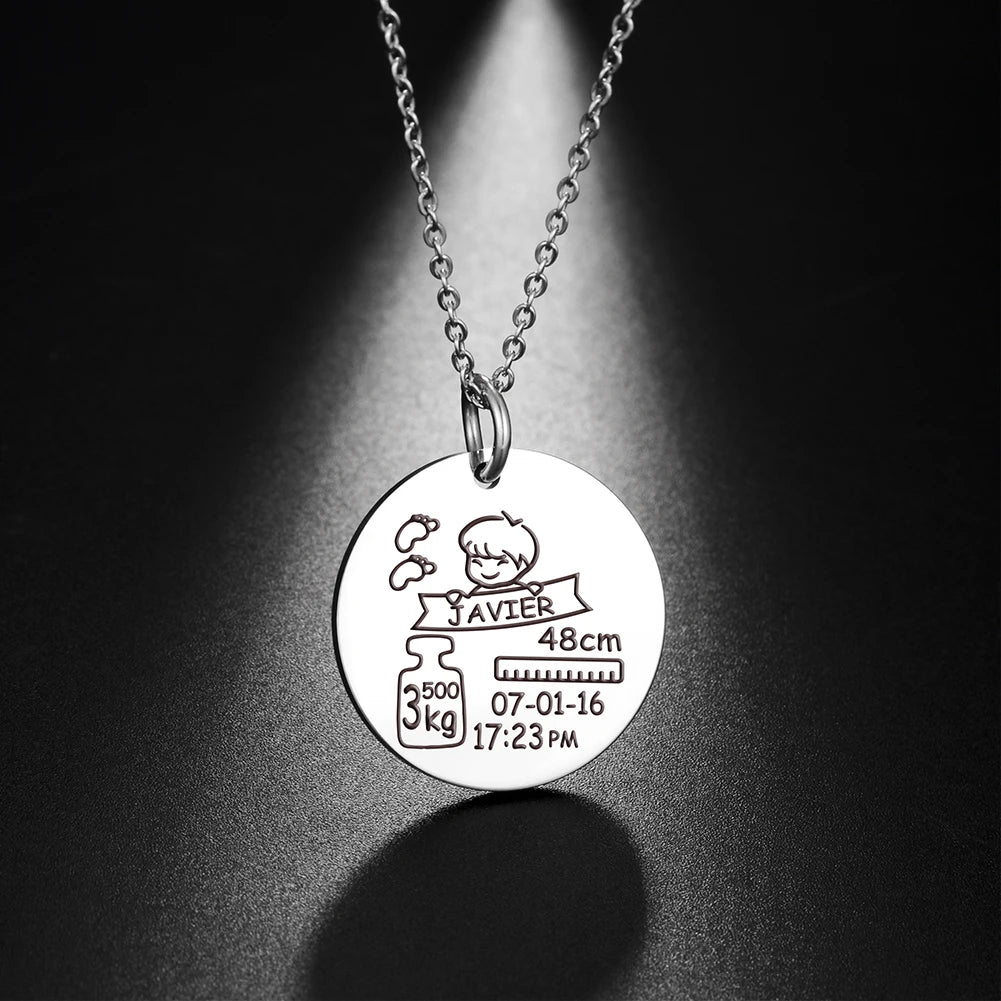 Personalized Necklace Custom Baby Name Child Kid Birth Gift For Women New Born Mother Father Day Mom Dad Stainless Steel Jewelry