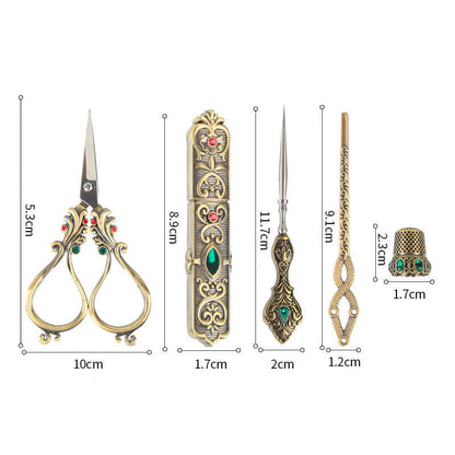 Affordable Luxury Inlaid With Phoenix Tail Scissors Set - five-piece scissors set with intricate designs.