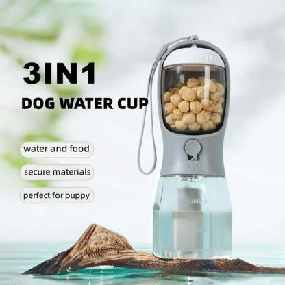 Portable Dog Water Cup 3-in-1 Drinking Food & Waste Bag
