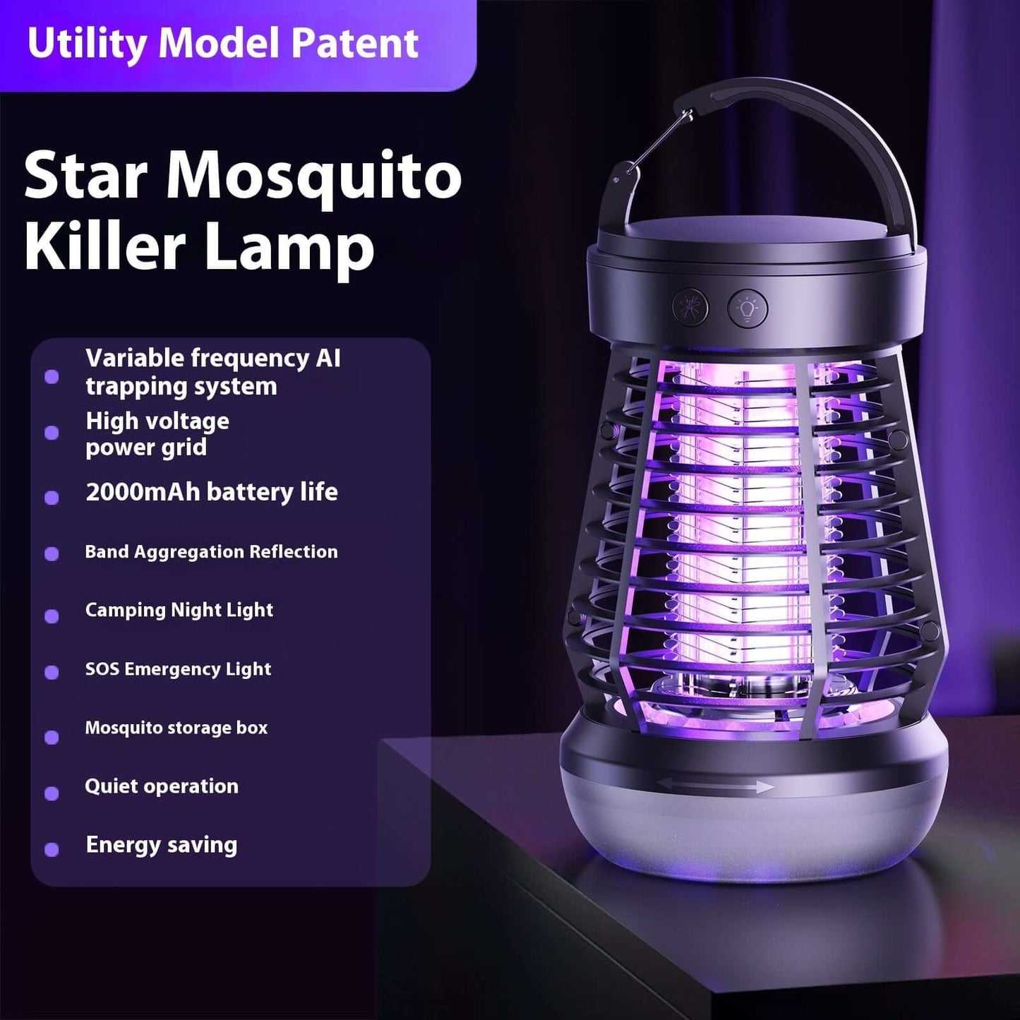 2in1 Mosquito Killer Lamp Electric Fly Catcher Rechargeable