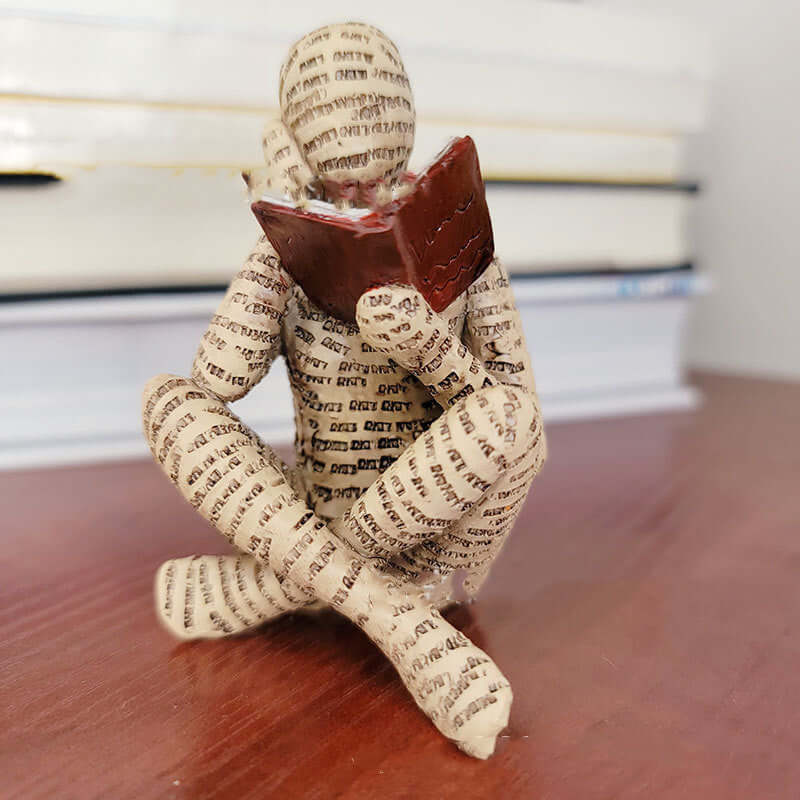 Home Decor Reading Woman Thinker Resin Statue - Elegant 