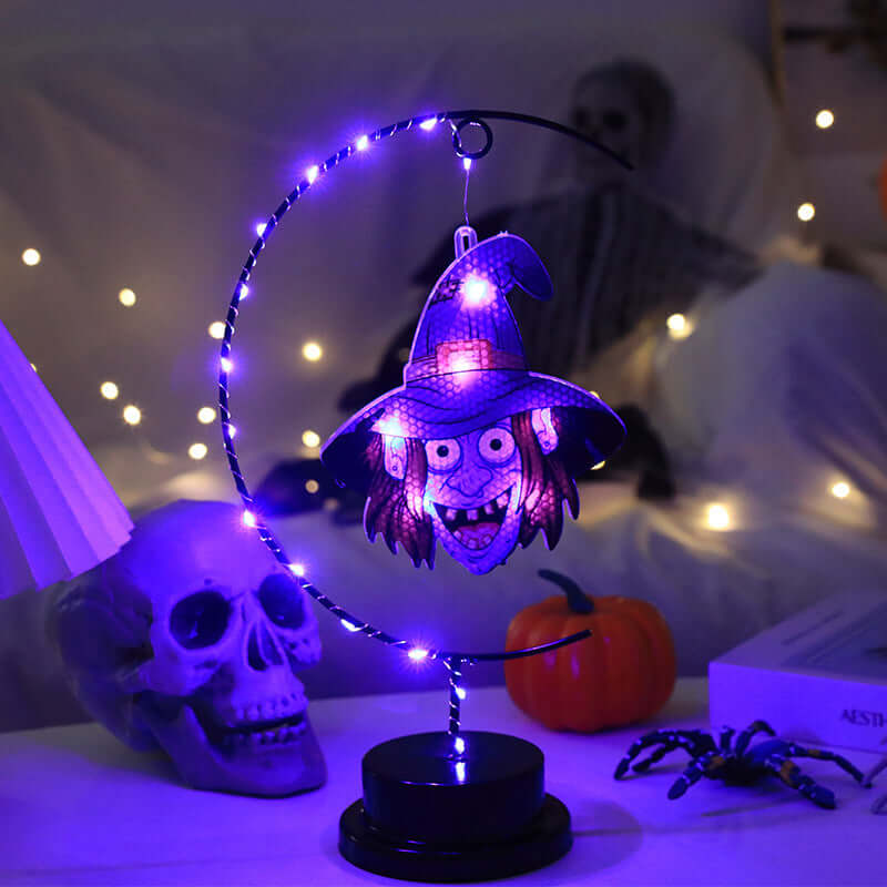 Led Halloween Wrought Iron Witch Modeling Lamp Atmosphere 