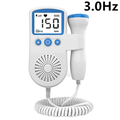 Fetal heartbeat monitor with 2.5MHz probe and LCD display for home use