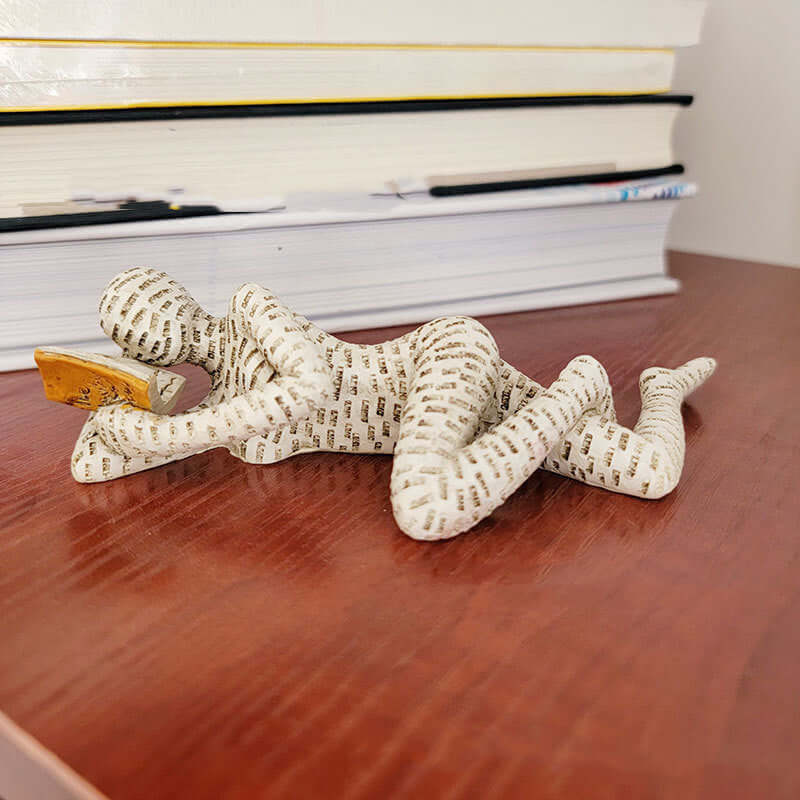 Home Decor Reading Woman Thinker Resin Statue - Elegant 