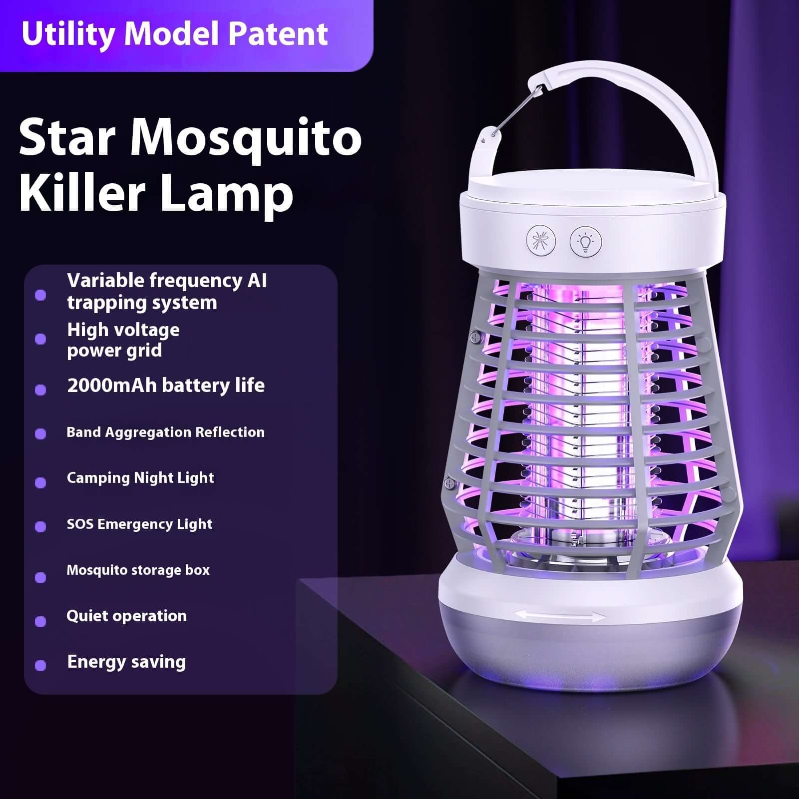 2in1 Mosquito Killer Lamp Electric Fly Catcher USB Rechargeable 