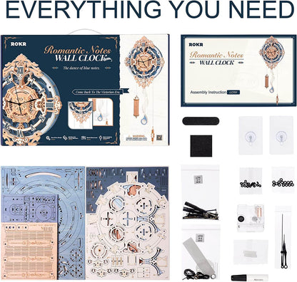 Robotime ROKR 3D Wooden Puzzle Wall Clock for Kids